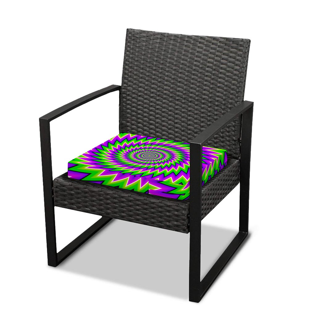 Green Spiral Moving Optical Illusion Outdoor Seat Cushion Cover