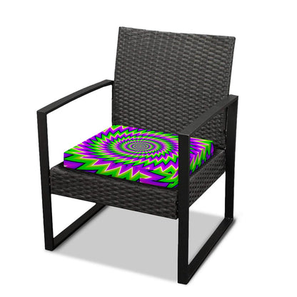 Green Spiral Moving Optical Illusion Outdoor Seat Cushion Cover