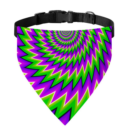 Green Spiral Moving Optical Illusion Over The Collar Dog Bandana