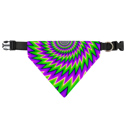 Green Spiral Moving Optical Illusion Over The Collar Dog Bandana