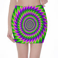 Green Spiral Moving Optical Illusion Pencil Mini Skirt