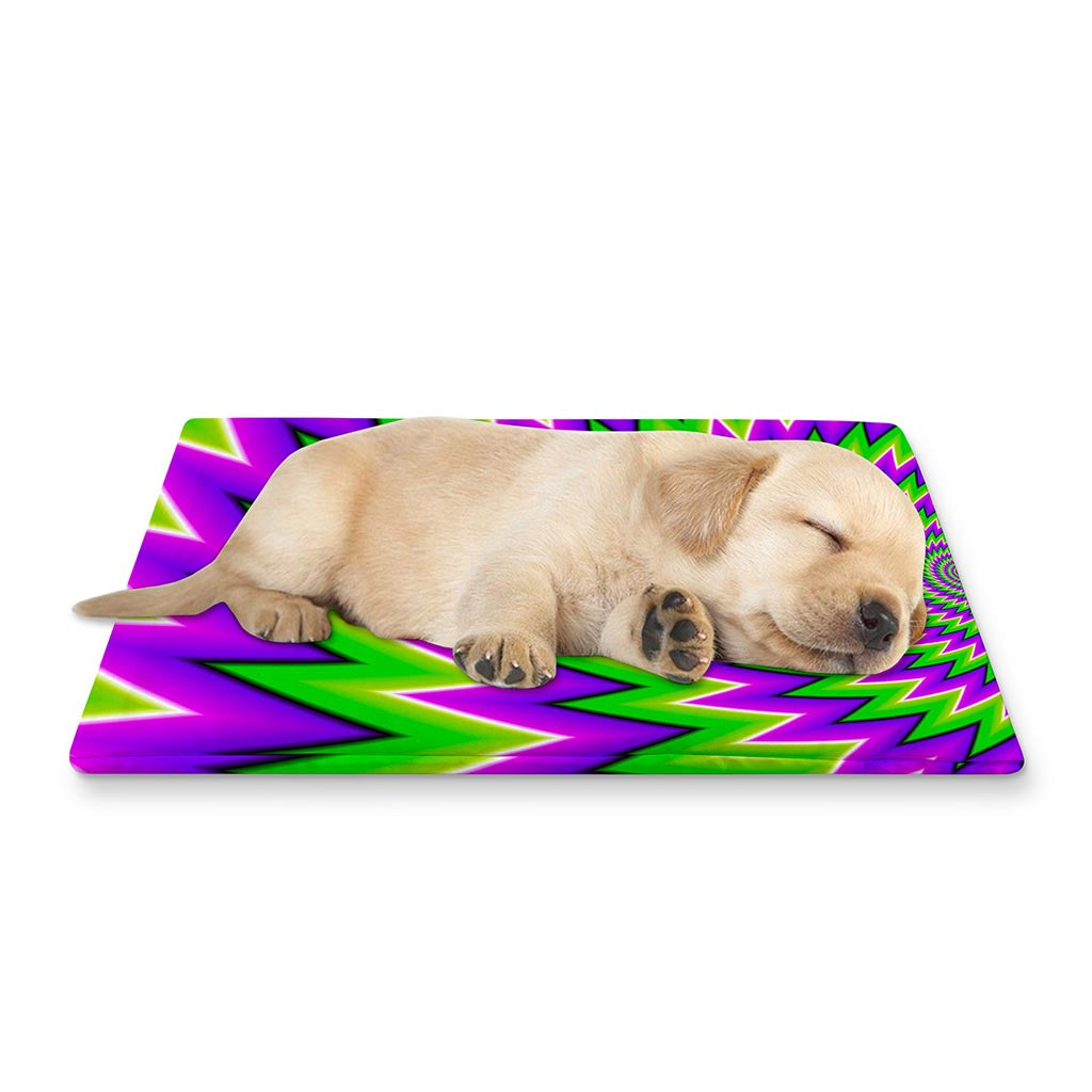 Green Spiral Moving Optical Illusion Pet Cooling Mat Cover