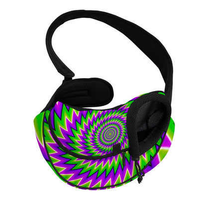 Green Spiral Moving Optical Illusion Pet Sling Carrier