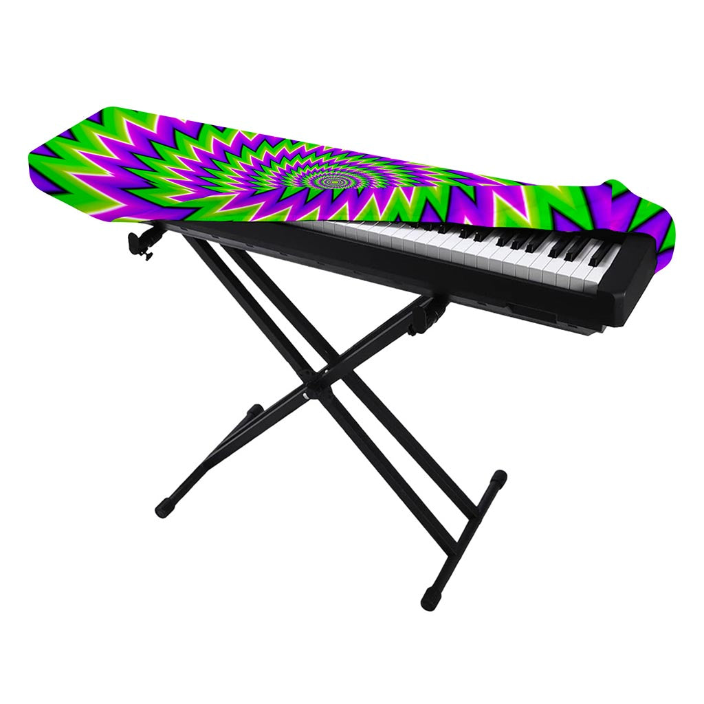 Green Spiral Moving Optical Illusion Piano Keyboard Cover