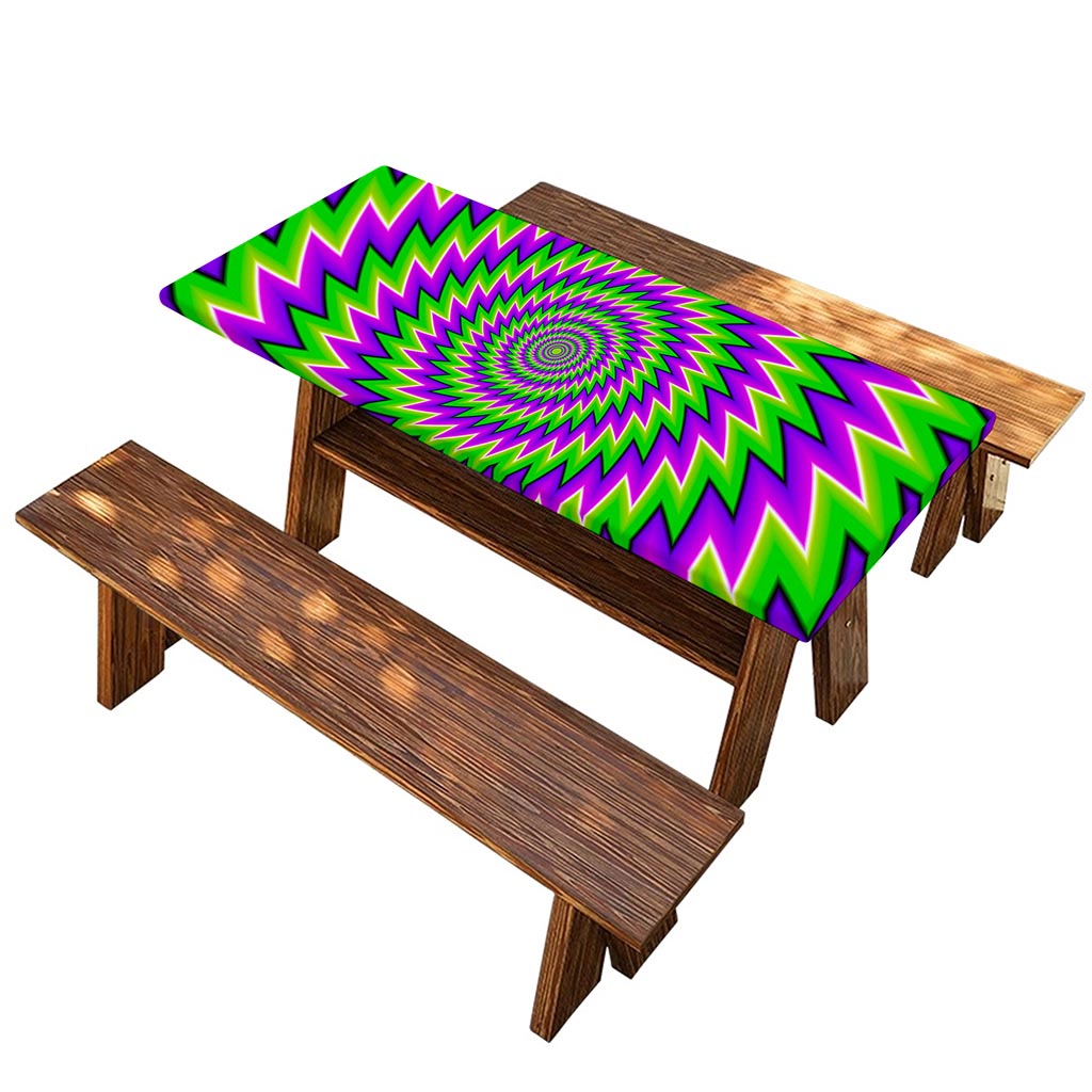 Green Spiral Moving Optical Illusion Picnic Table Cover