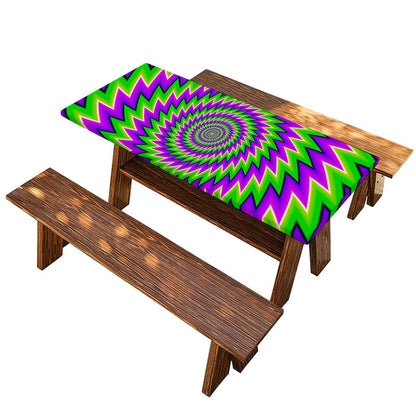 Green Spiral Moving Optical Illusion Picnic Table Cover