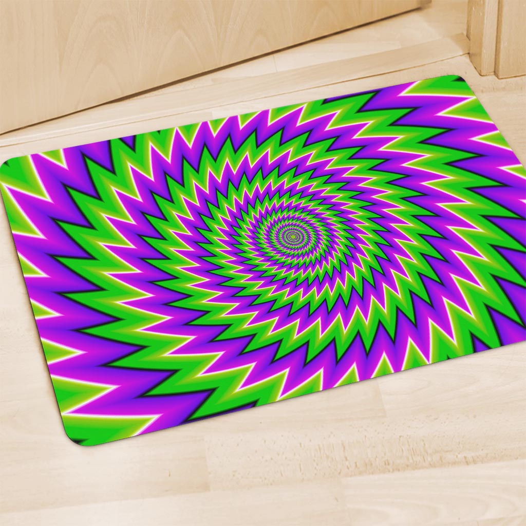Green Spiral Moving Optical Illusion Polyester Doormat