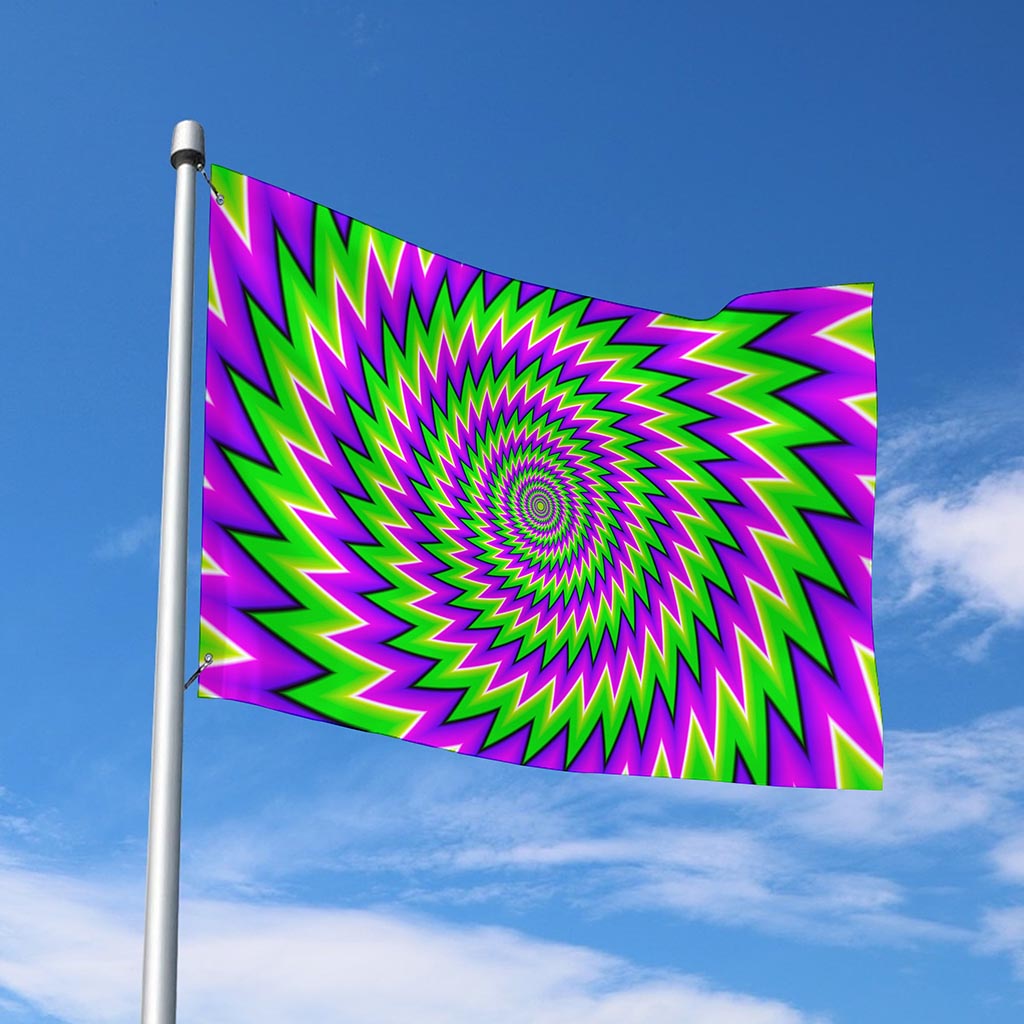 Green Spiral Moving Optical Illusion Polyester Flag