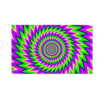 Green Spiral Moving Optical Illusion Polyester Flag