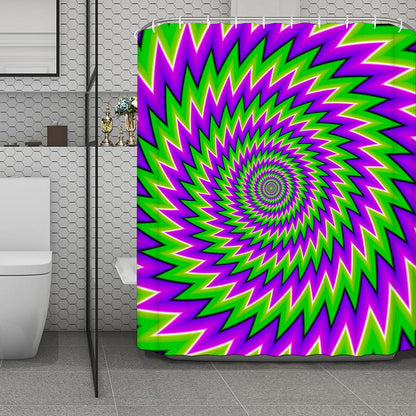 Green Spiral Moving Optical Illusion Polyester Shower Curtain