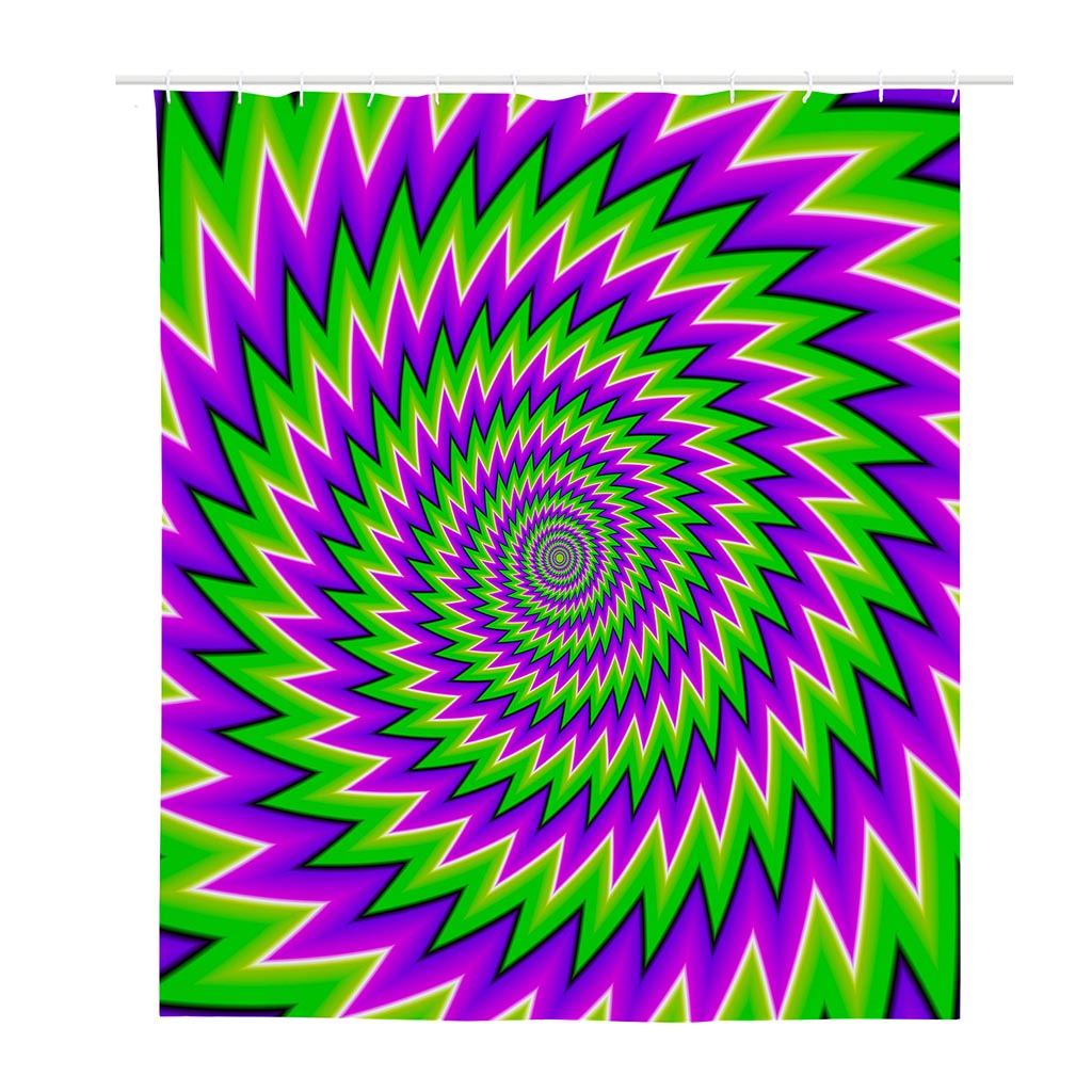 Green Spiral Moving Optical Illusion Polyester Shower Curtain