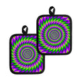 Green Spiral Moving Optical Illusion Pot Holders