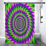 Green Spiral Moving Optical Illusion Premium Shower Curtain