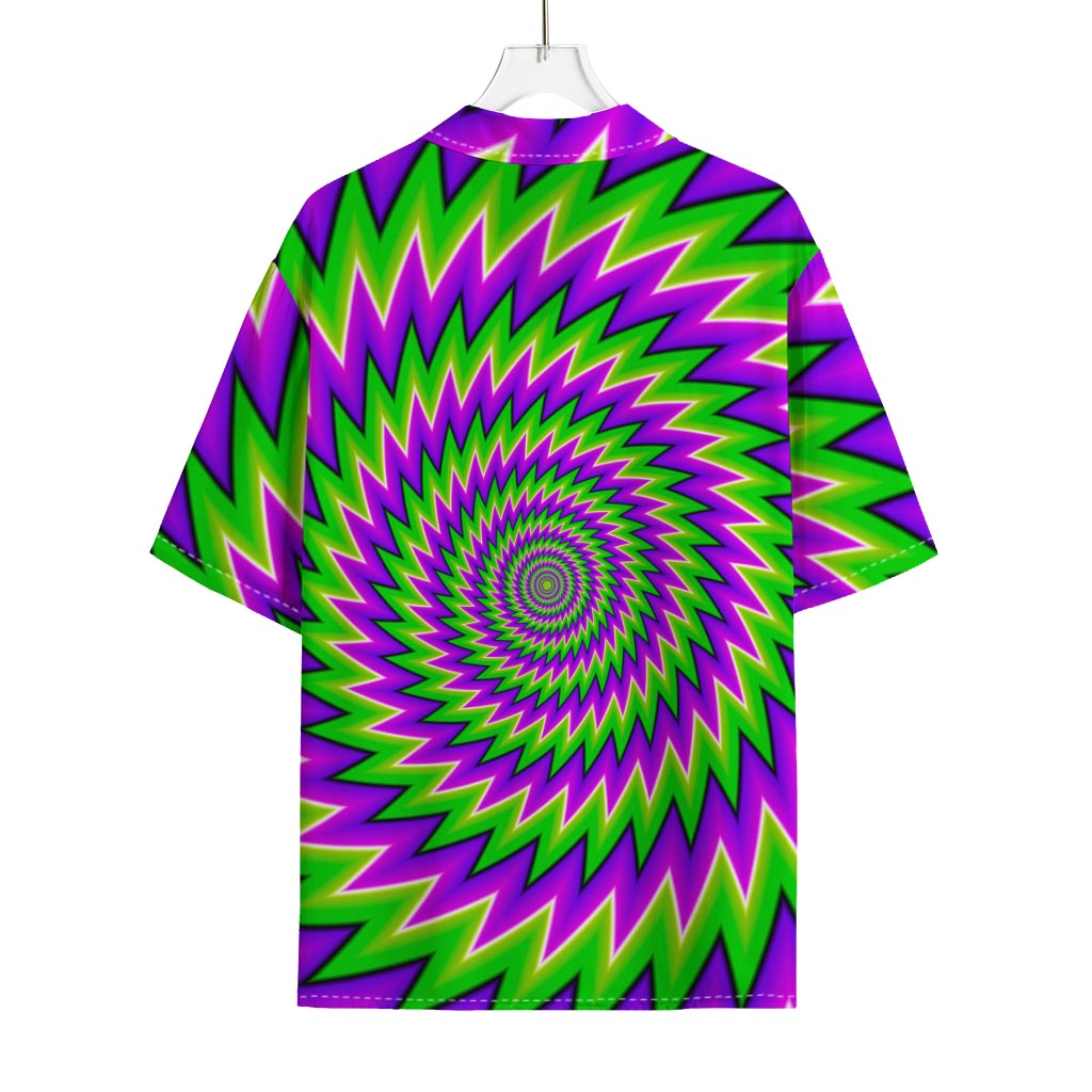 Green Spiral Moving Optical Illusion Rayon Hawaiian Shirt