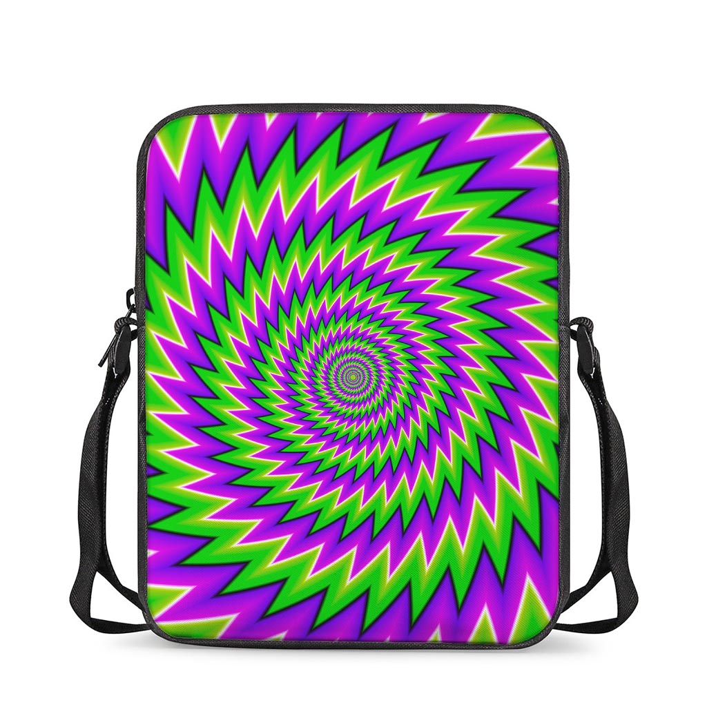 Green Spiral Moving Optical Illusion Rectangular Crossbody Bag