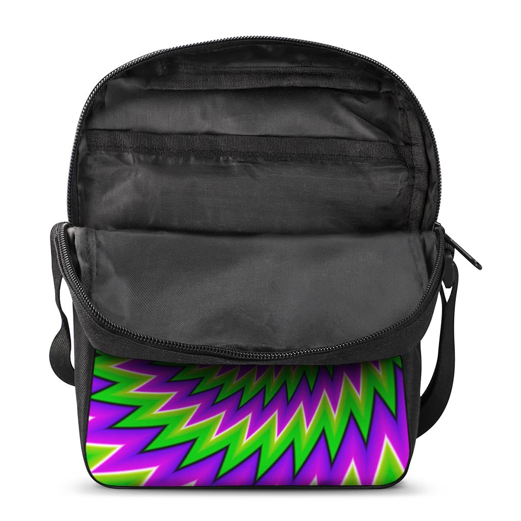 Green Spiral Moving Optical Illusion Rectangular Crossbody Bag