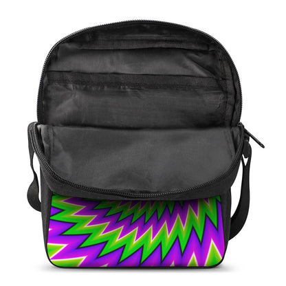 Green Spiral Moving Optical Illusion Rectangular Crossbody Bag