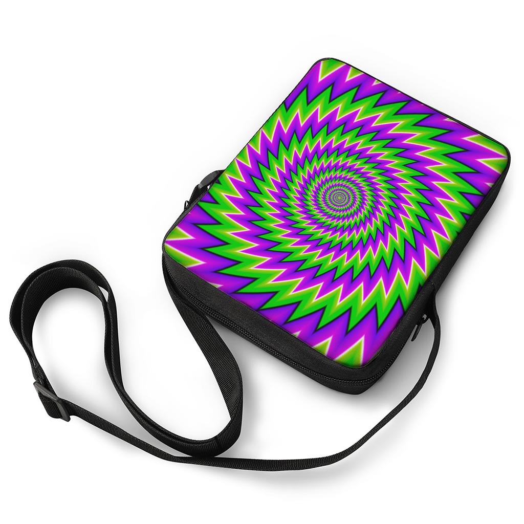 Green Spiral Moving Optical Illusion Rectangular Crossbody Bag