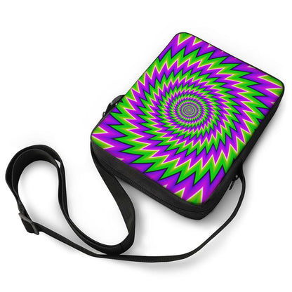Green Spiral Moving Optical Illusion Rectangular Crossbody Bag