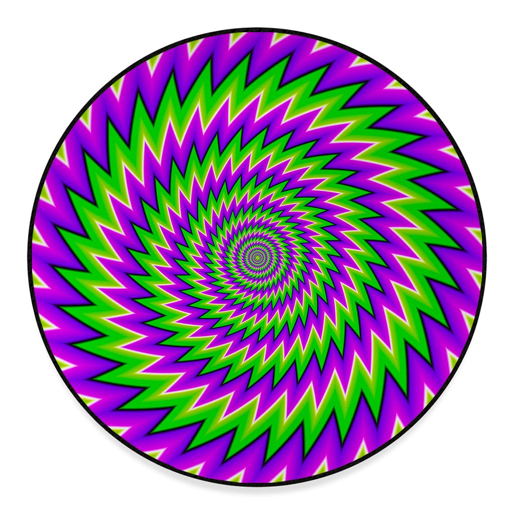 Green Spiral Moving Optical Illusion Round Floor Mat
