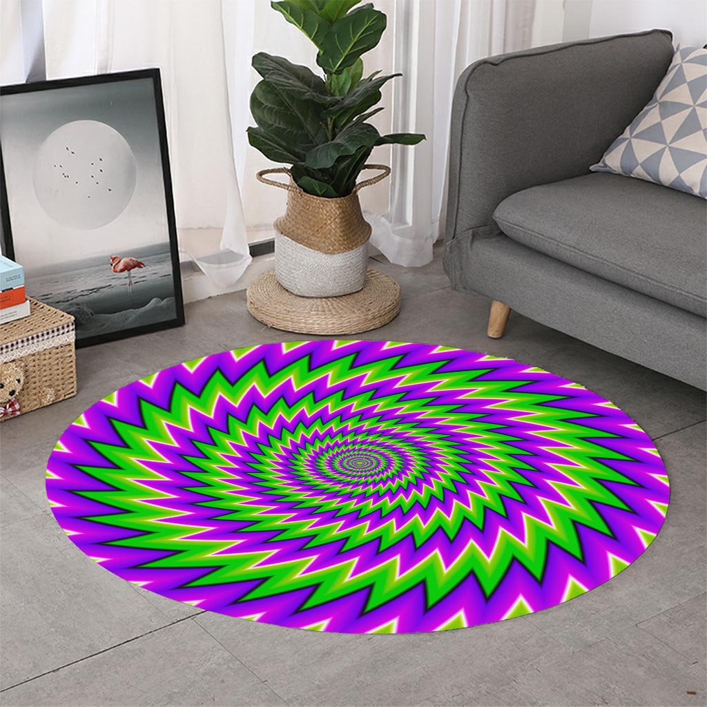 Green Spiral Moving Optical Illusion Round Rug