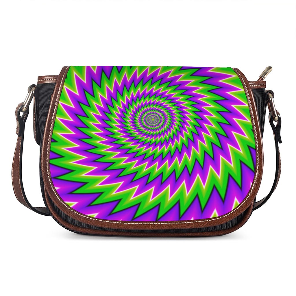 Green Spiral Moving Optical Illusion Saddle Bag