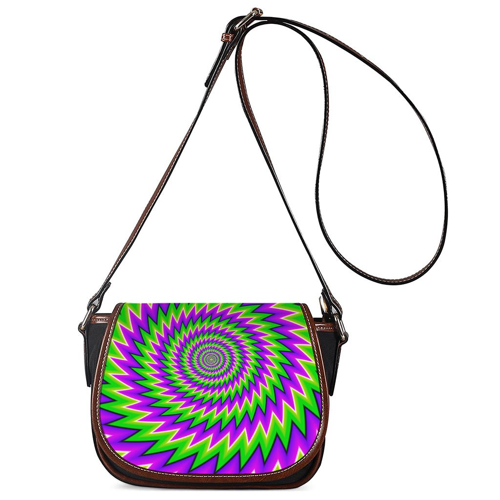 Green Spiral Moving Optical Illusion Saddle Bag