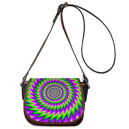 Green Spiral Moving Optical Illusion Saddle Bag