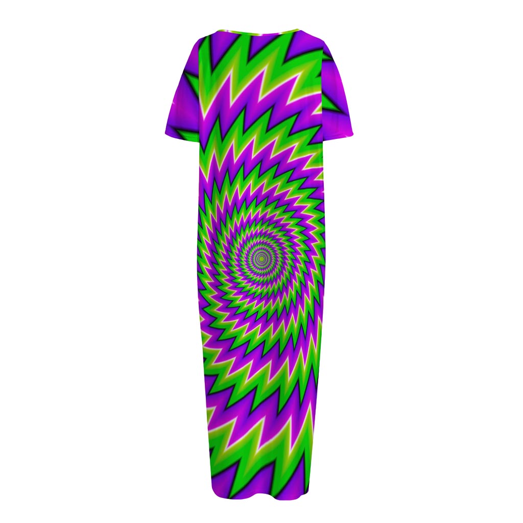 Green Spiral Moving Optical Illusion Short Sleeve Long Nightdress