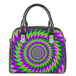 Green Spiral Moving Optical Illusion Shoulder Handbag