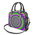 Green Spiral Moving Optical Illusion Shoulder Handbag