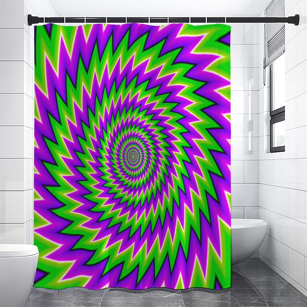 Green Spiral Moving Optical Illusion Shower Curtain