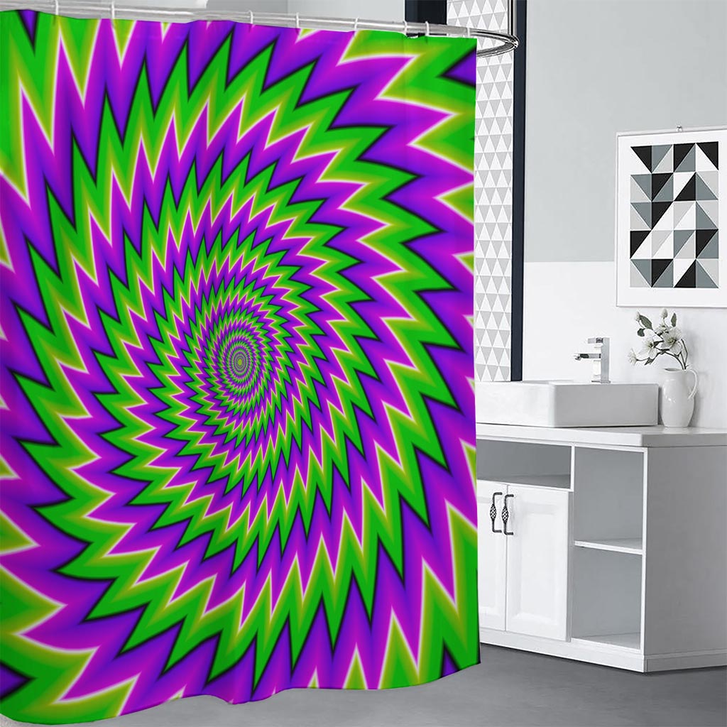 Green Spiral Moving Optical Illusion Shower Curtain