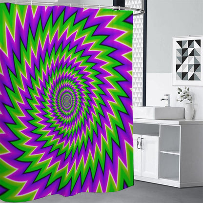 Green Spiral Moving Optical Illusion Shower Curtain