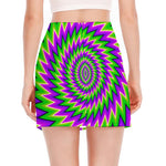 Green Spiral Moving Optical Illusion Side Slit Mini Skirt
