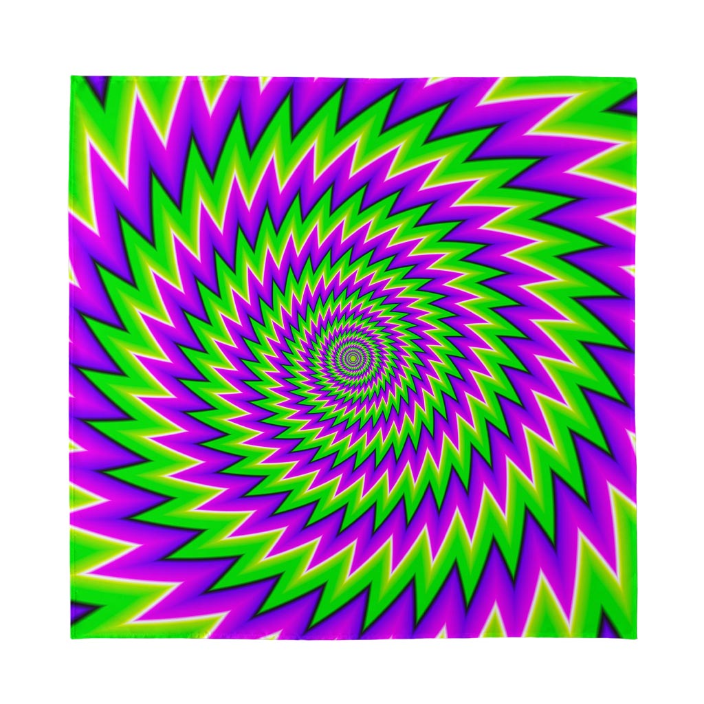 Green Spiral Moving Optical Illusion Silk Bandana