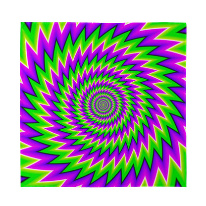 Green Spiral Moving Optical Illusion Silk Bandana