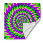 Green Spiral Moving Optical Illusion Silk Bandana
