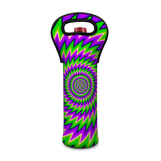 Green Spiral Moving Optical Illusion Single Neoprene Wine Tote
