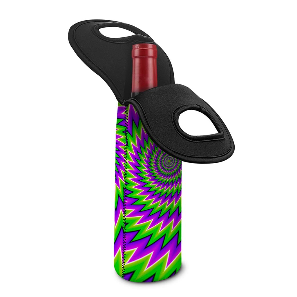 Green Spiral Moving Optical Illusion Single Neoprene Wine Tote