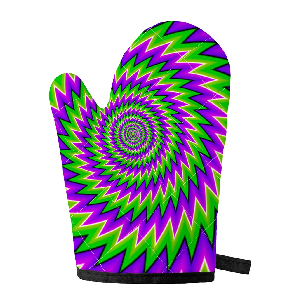 Green Spiral Moving Optical Illusion Single Oven Mitt