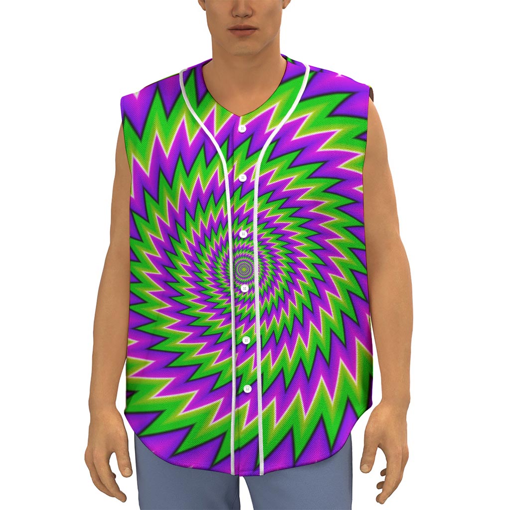 Green Spiral Moving Optical Illusion Sleeveless Baseball Jersey