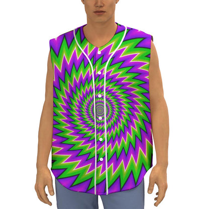 Green Spiral Moving Optical Illusion Sleeveless Baseball Jersey