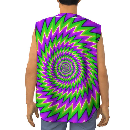 Green Spiral Moving Optical Illusion Sleeveless Baseball Jersey
