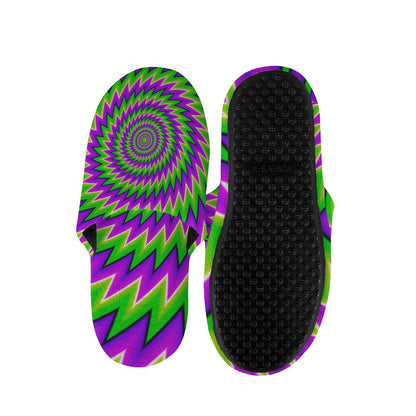 Green Spiral Moving Optical Illusion Slippers