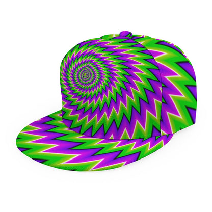 Green Spiral Moving Optical Illusion Snapback Cap