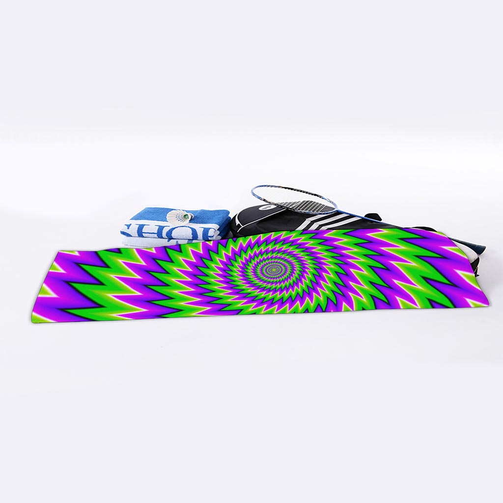 Green Spiral Moving Optical Illusion Sports Towel