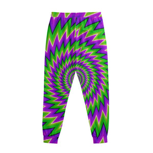 Green Spiral Moving Optical Illusion Sweatpants