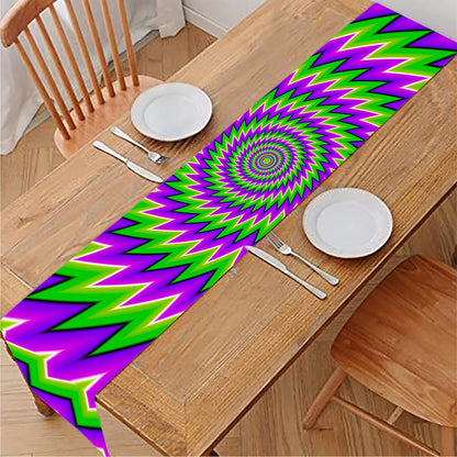 Green Spiral Moving Optical Illusion Table Runner