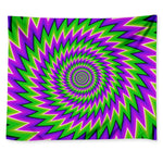 Green Spiral Moving Optical Illusion Tapestry